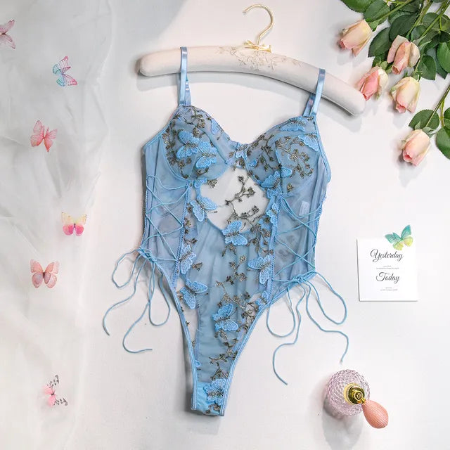 Cassandra | Embroidered Butterfly Bodysuit