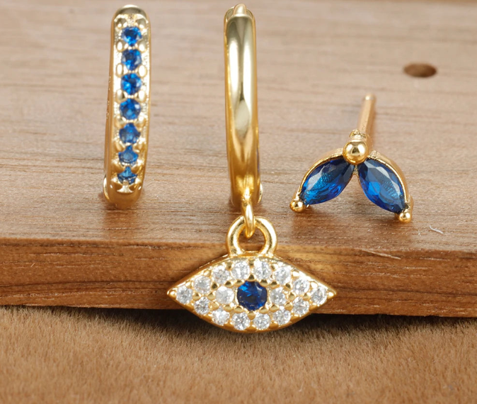 Zircon Eye 3-Piece Earrings Set