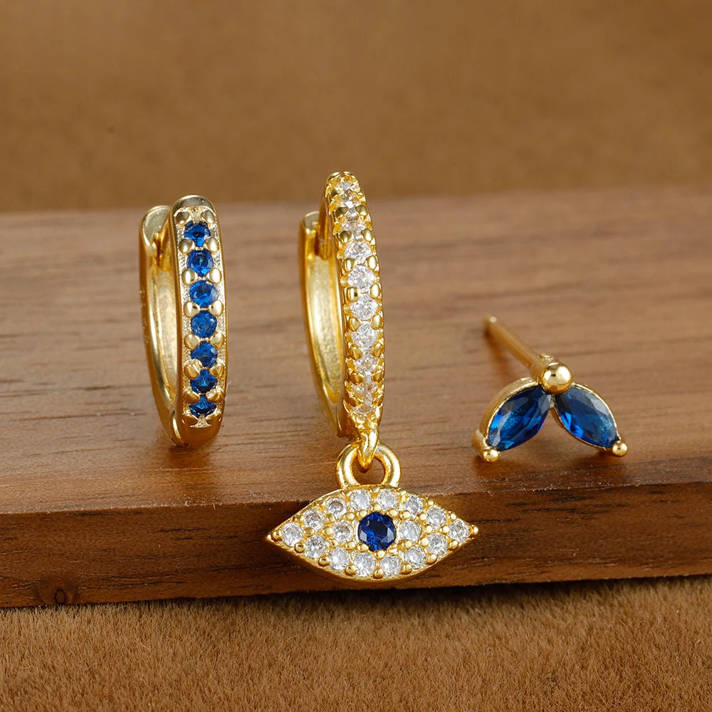 Zircon Eye 3-Piece Earrings Set