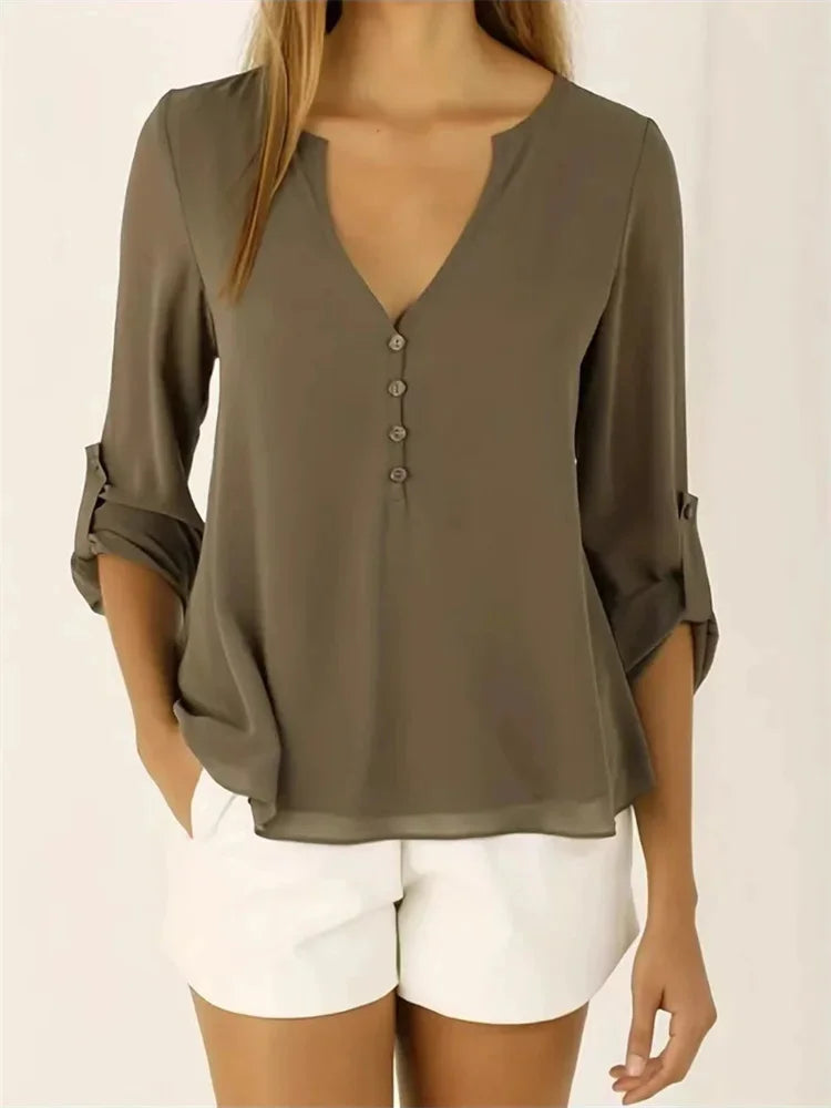 Aurelia - Ethereal V-Neck Chiffon Blouse