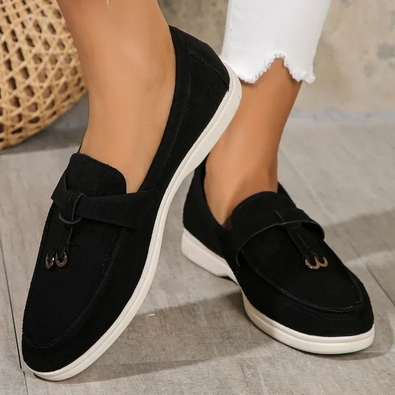 New Women Loafers Slip on Ladies Flats Brand Spring Autumn Casual Flat Shoes Leather Cashmere Single Shoes Plus Size 43