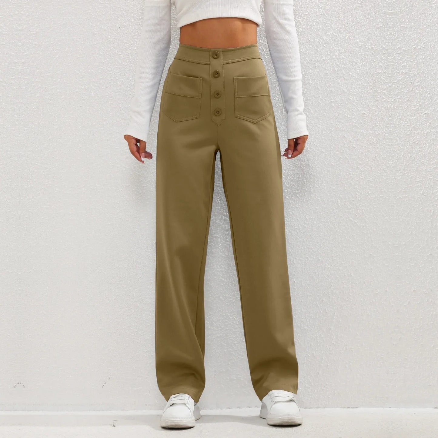 Serena Flex™ High Waist Button Pocket Casual-Work Pants