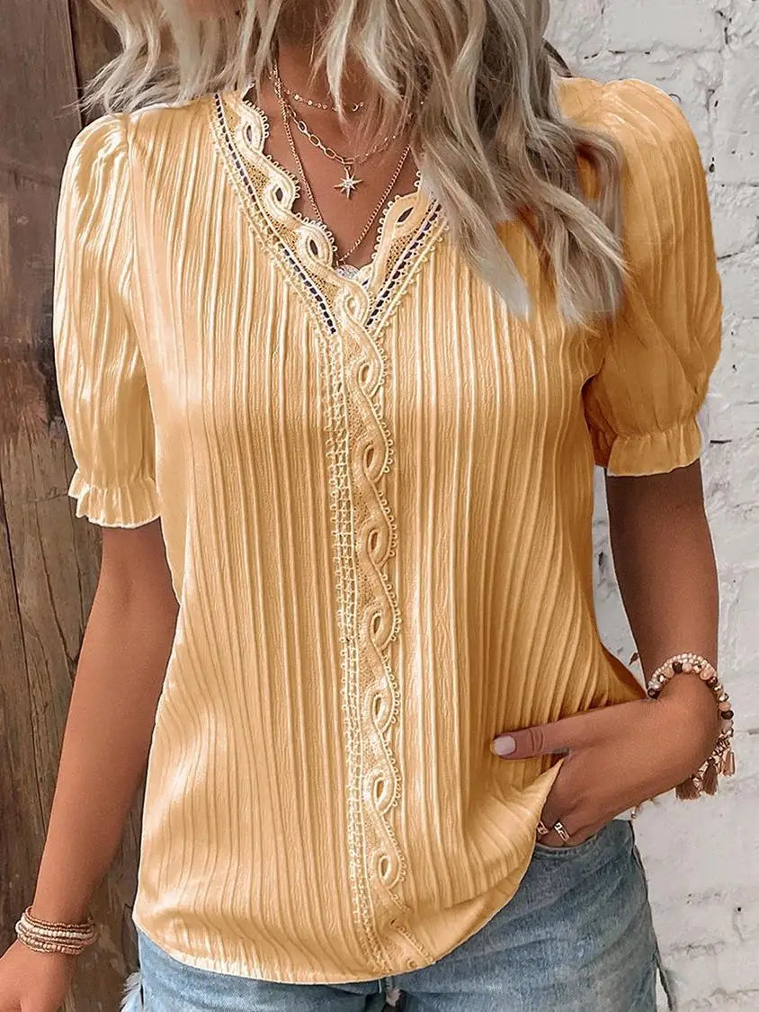 Solenne - Chic V-Neck Blouse