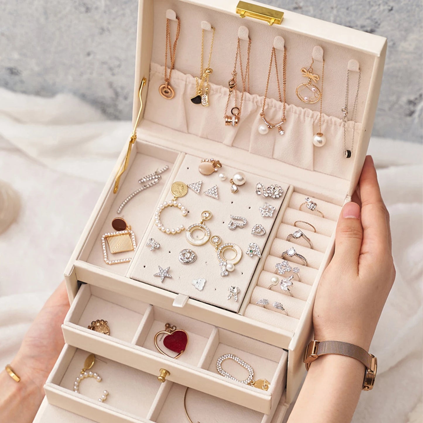 Three-Layer Jewelry Storage Box