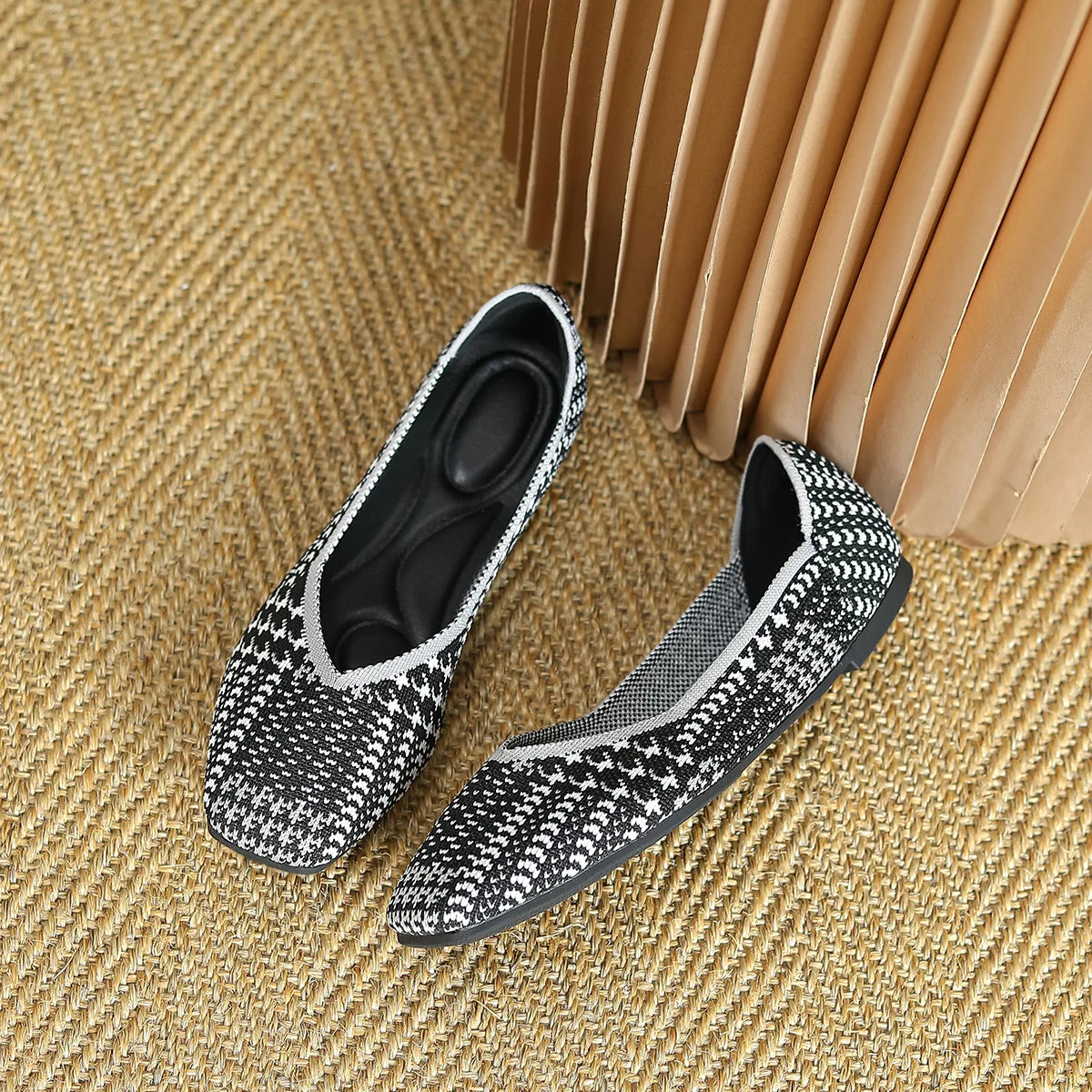 Mara - Square Toe Knit Flats