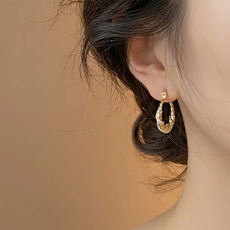 Zircon Winding Earrings