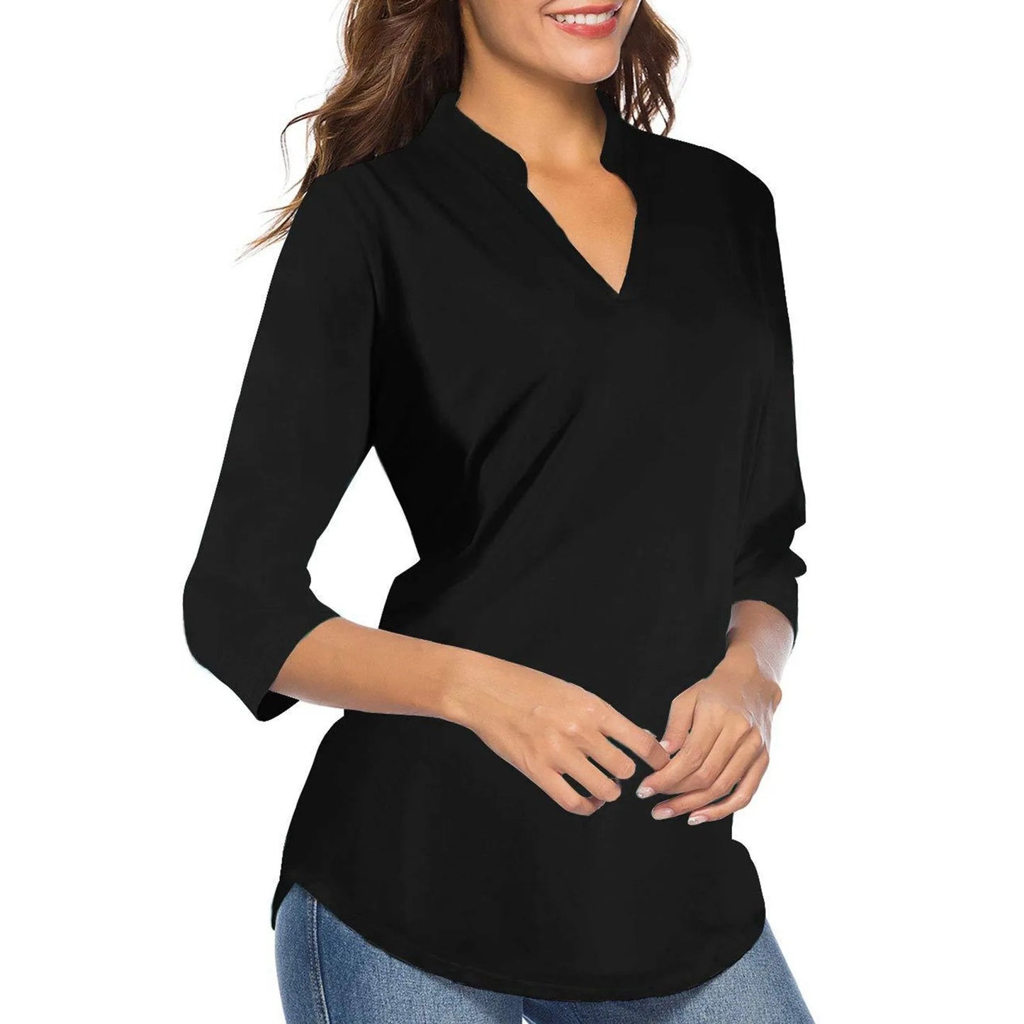 Ava - Chiffon V-Neck Loose Blouse