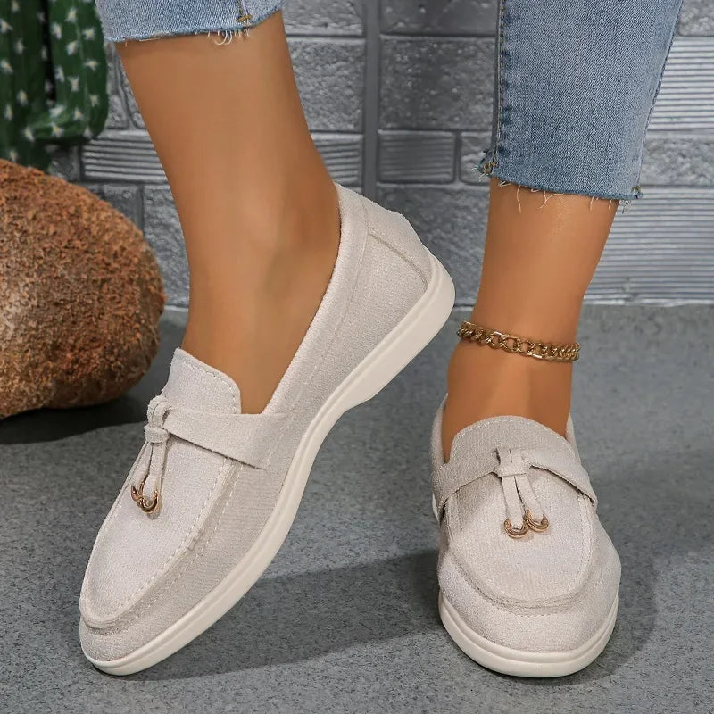 New Women Loafers Slip on Ladies Flats Brand Spring Autumn Casual Flat Shoes Leather Cashmere Single Shoes Plus Size 43