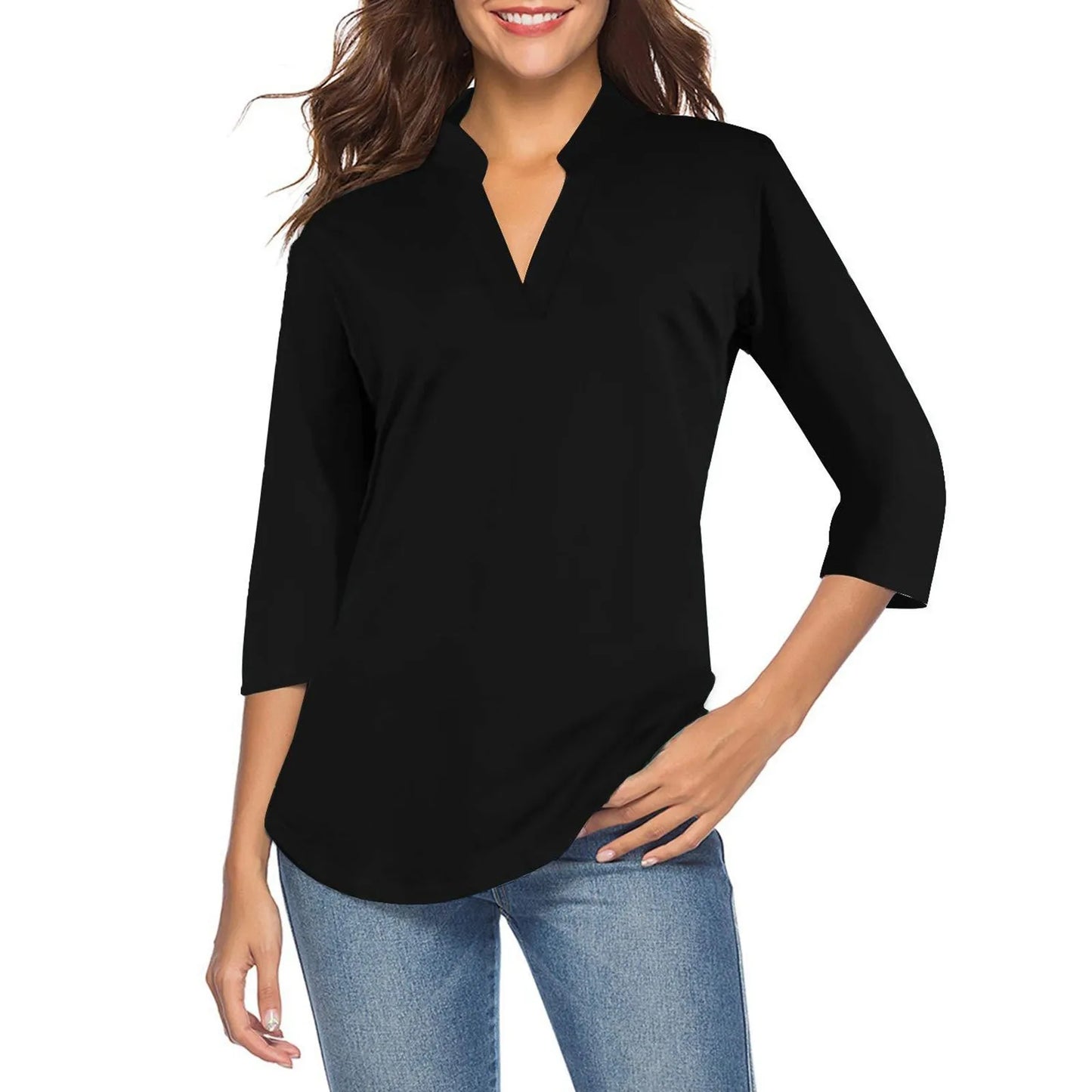 Ava - Chiffon V-Neck Loose Blouse