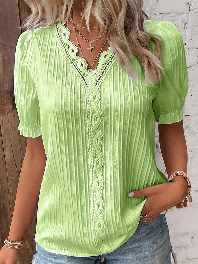 Solenne - Chic V-Neck Blouse