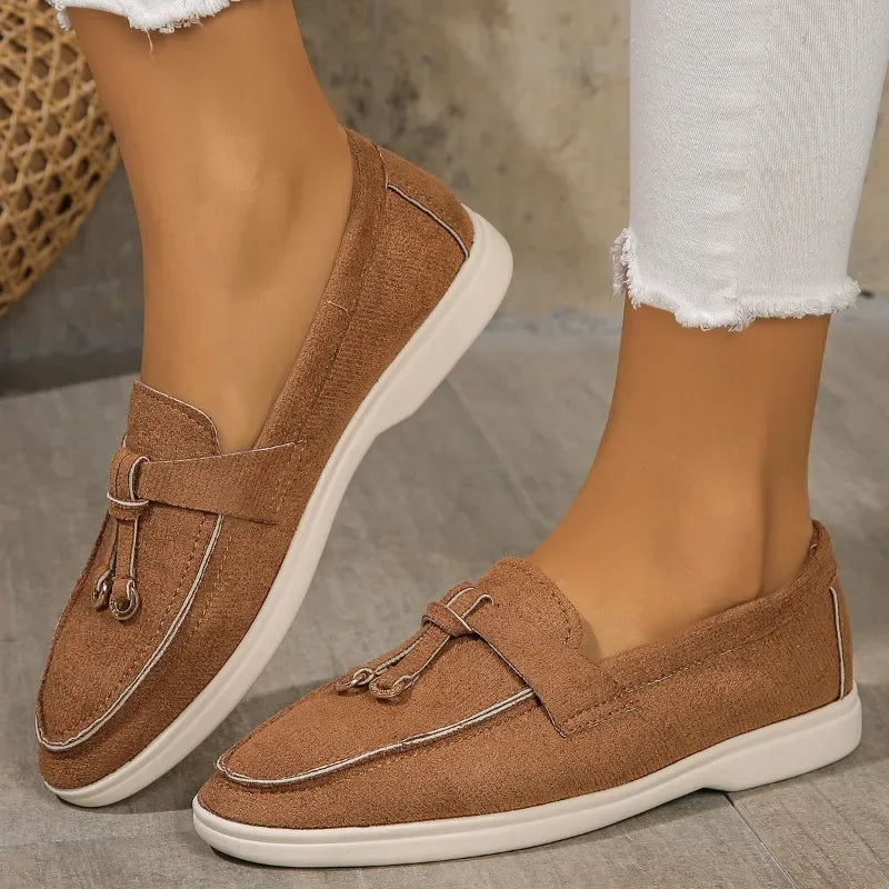 New Women Loafers Slip on Ladies Flats Brand Spring Autumn Casual Flat Shoes Leather Cashmere Single Shoes Plus Size 43