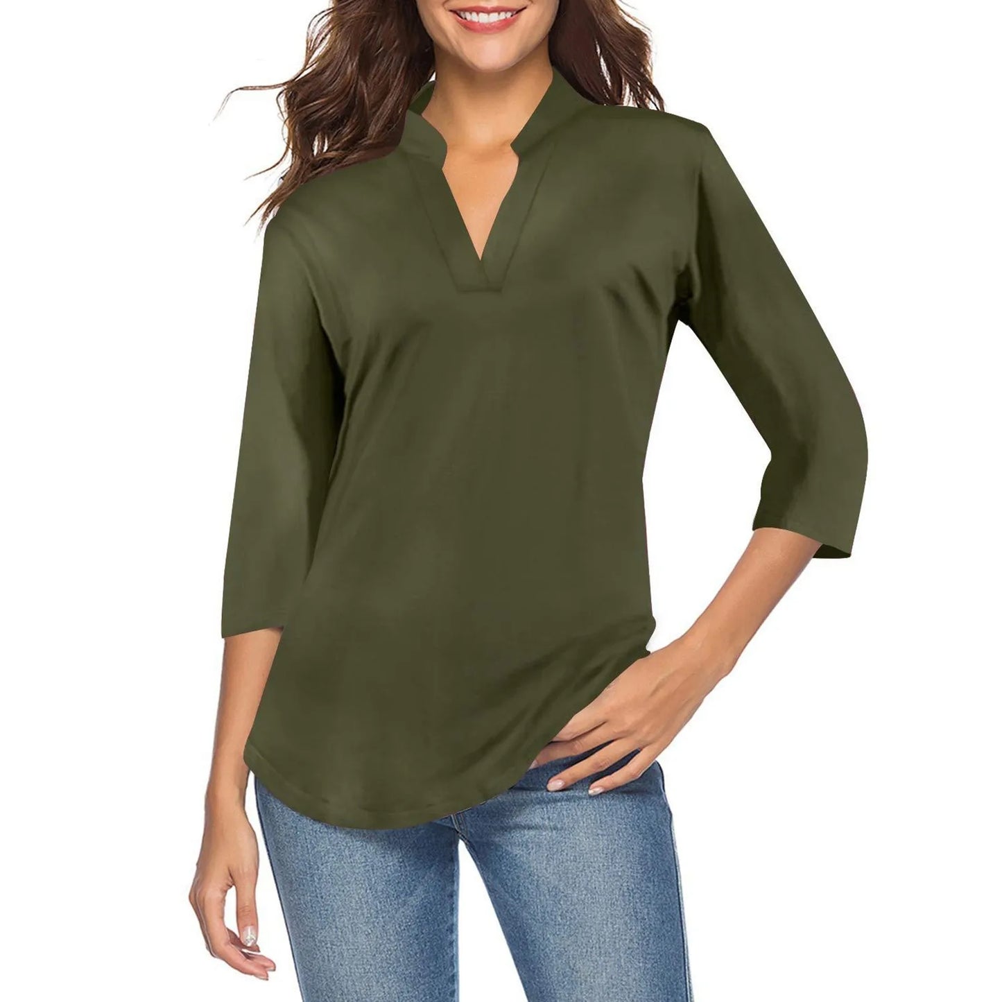 Ava - Chiffon V-Neck Loose Blouse