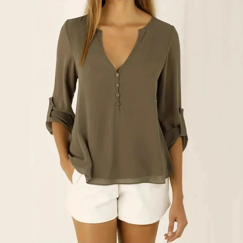 Aurelia - Ethereal V-Neck Chiffon Blouse