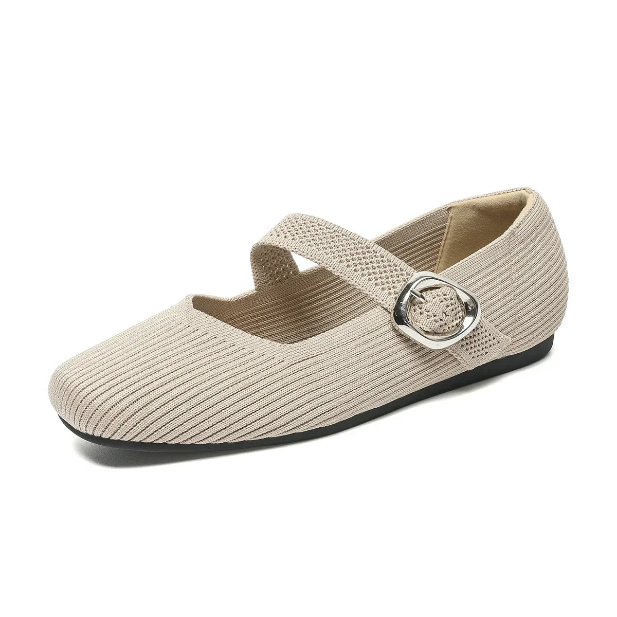 Lila - Square-Toe Knit Flats