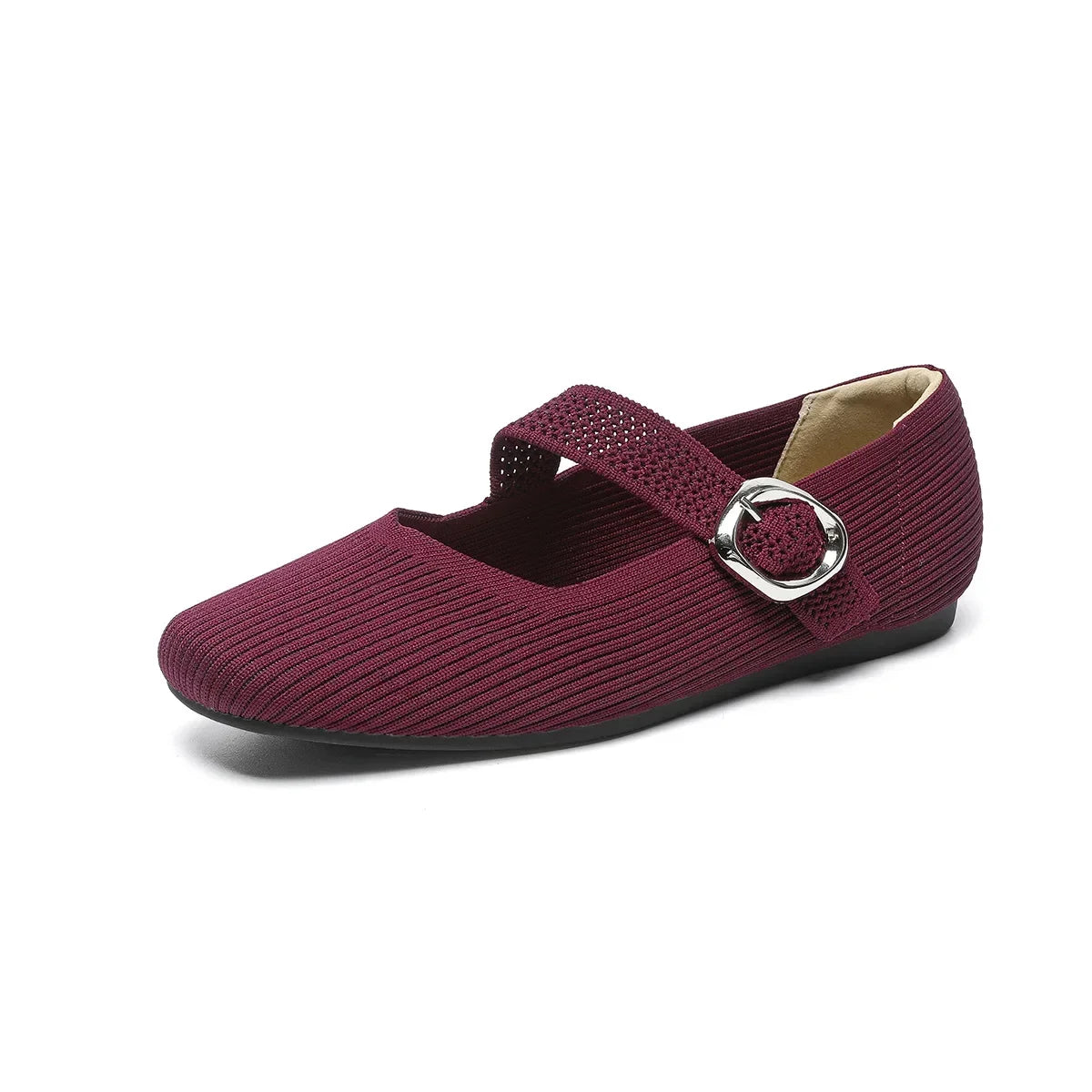 Lila - Square-Toe Knit Flats