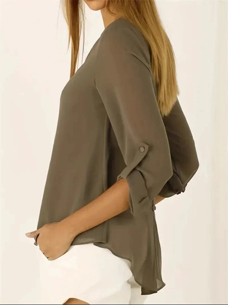 Aurelia - Ethereal V-Neck Chiffon Blouse