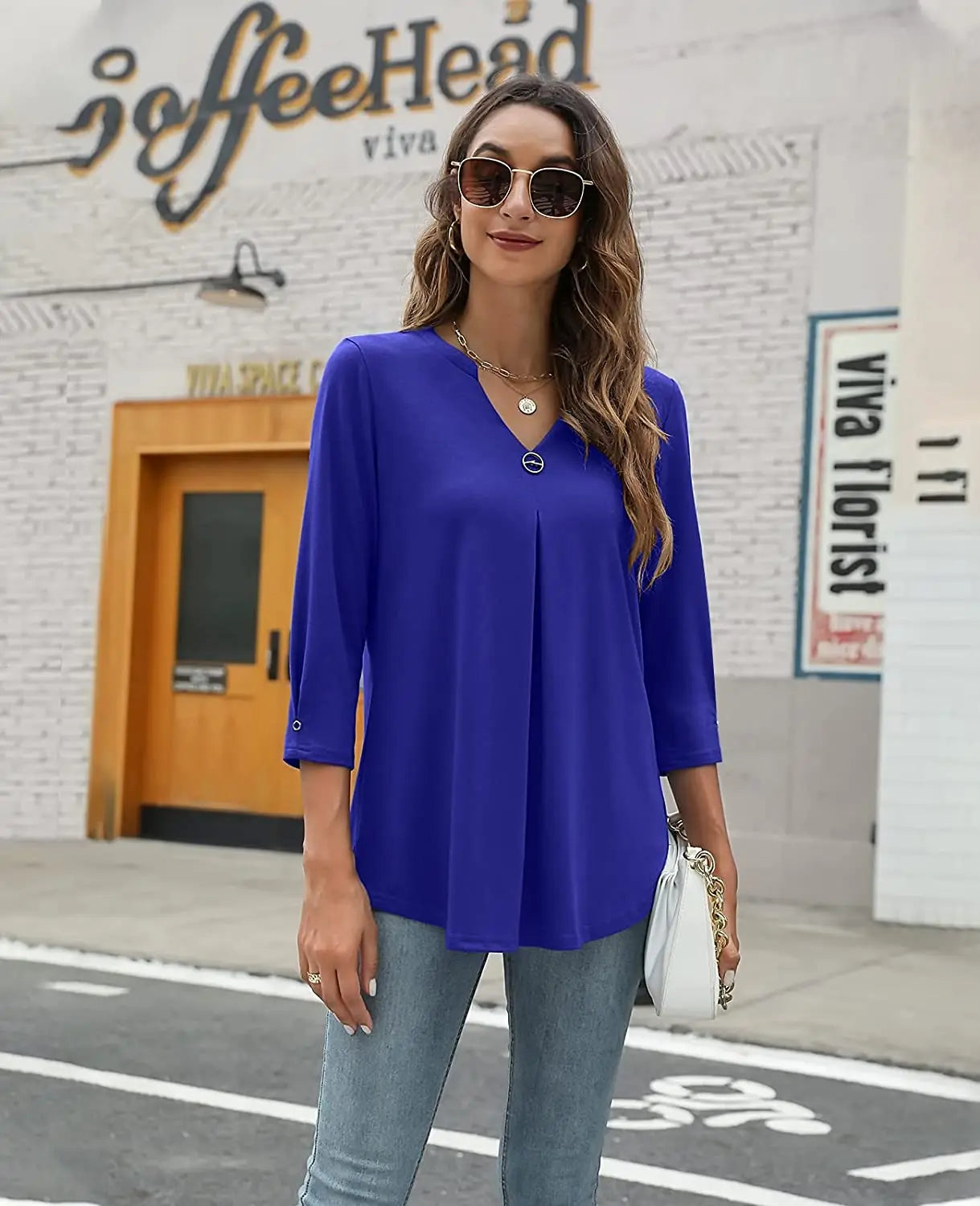 Livia - V-Neck Pleated Hem Tunic