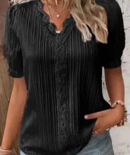 Solenne - Chic V-Neck Blouse