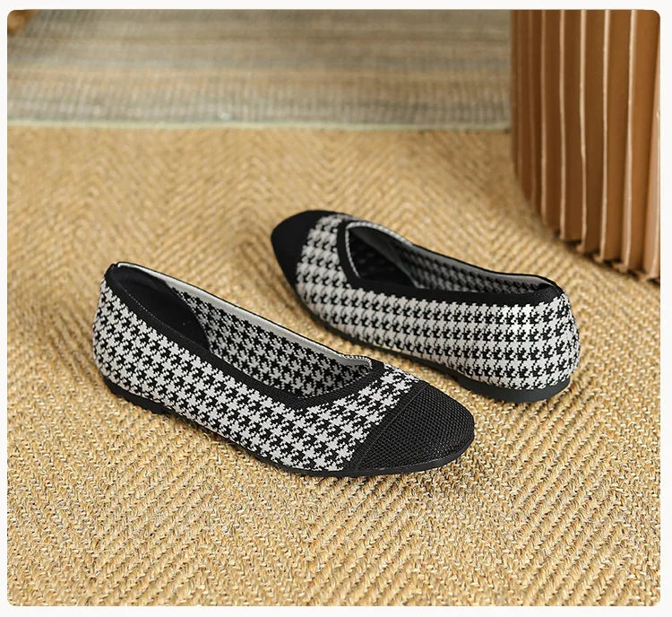 Mara - Square Toe Knit Flats