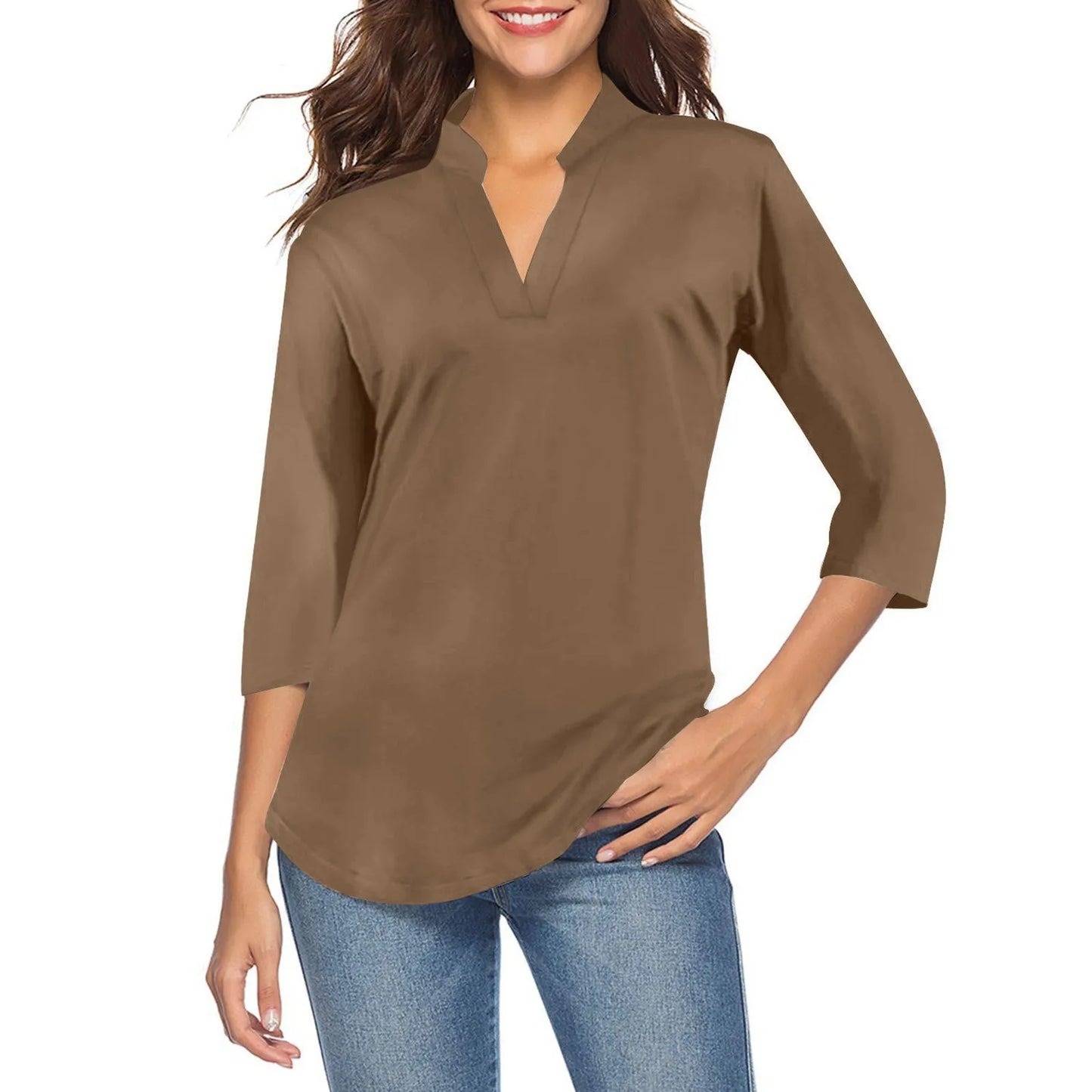 Ava - Chiffon V-Neck Loose Blouse