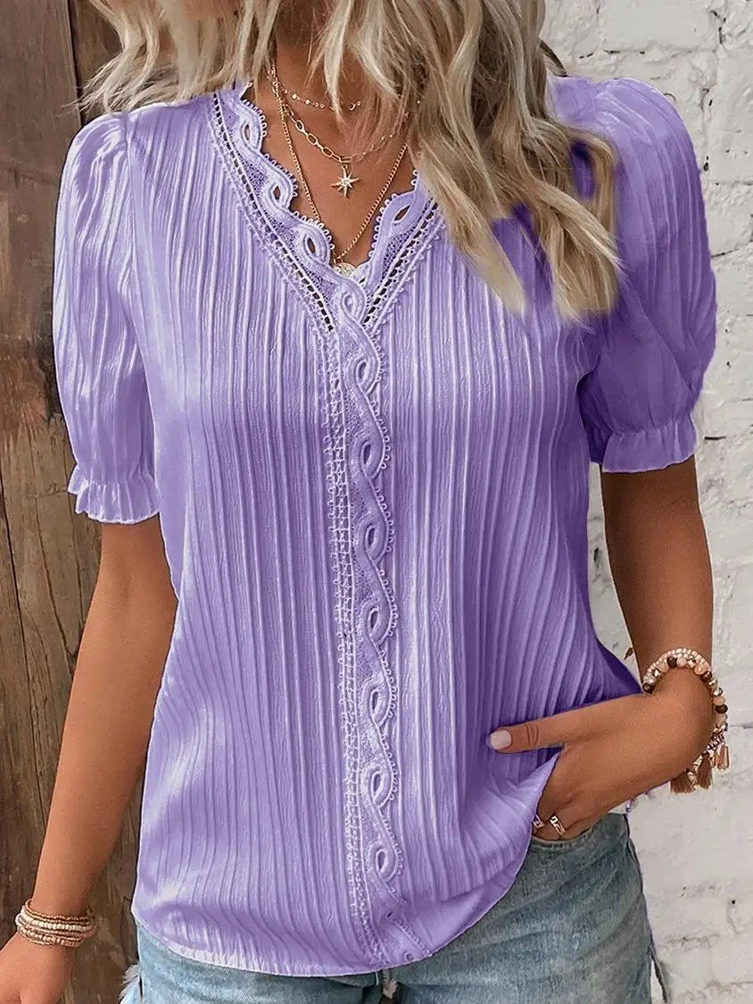 Solenne - Chic V-Neck Blouse