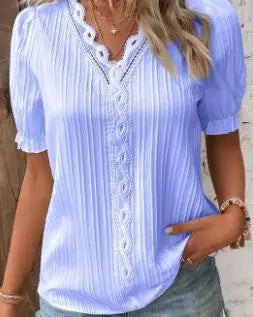 Solenne - Chic V-Neck Blouse