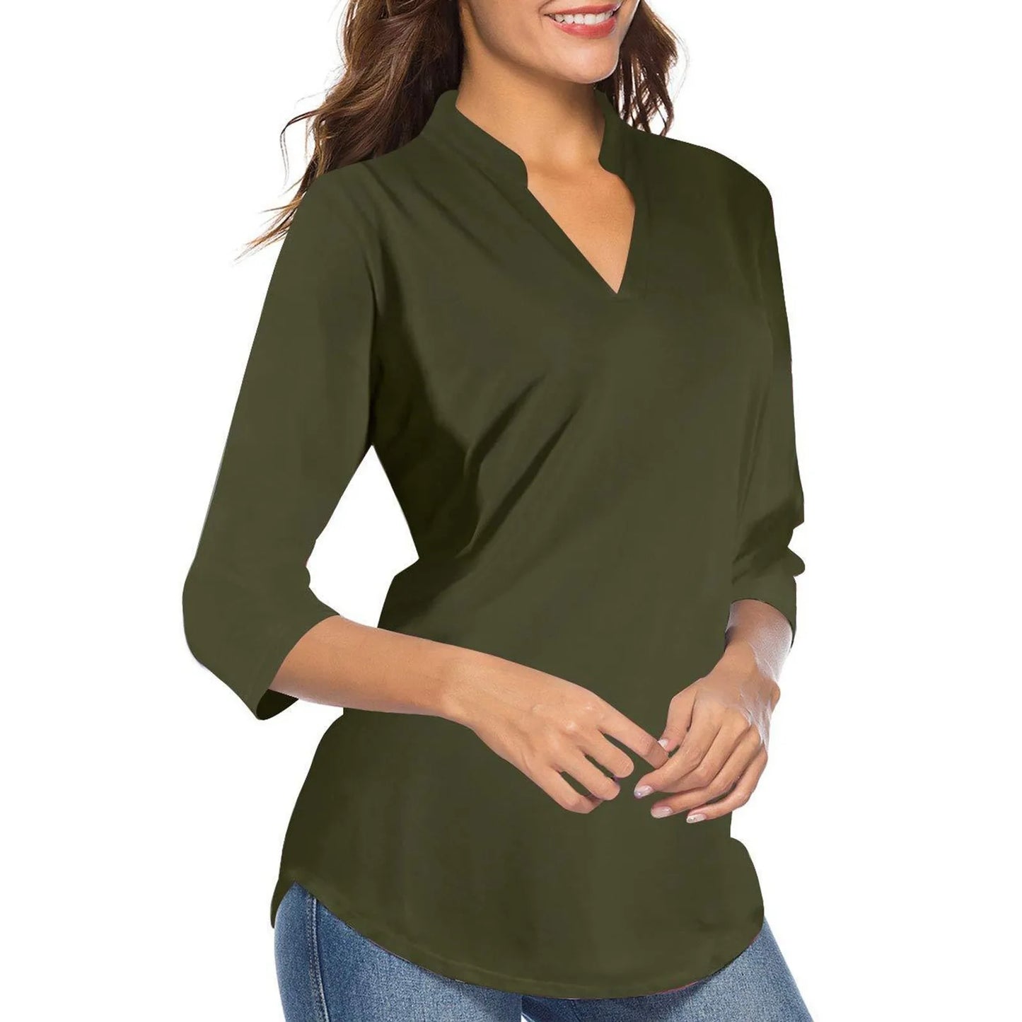 Ava - Chiffon V-Neck Loose Blouse