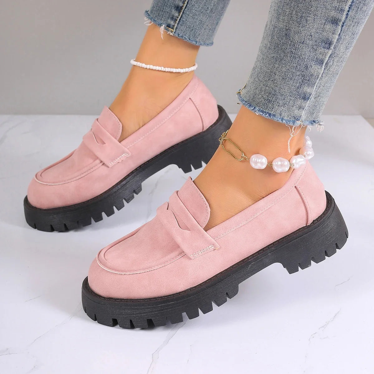 Mira - Platform Chunky Heel Loafers