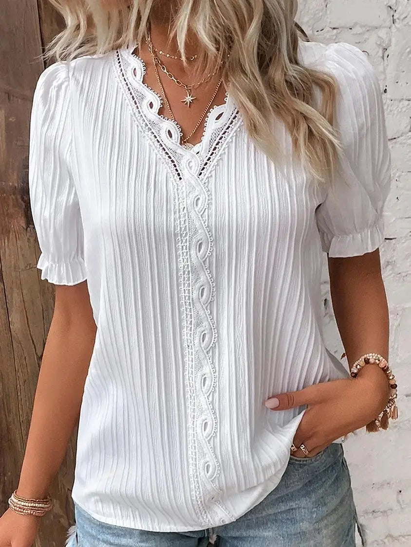 Solenne - Chic V-Neck Blouse