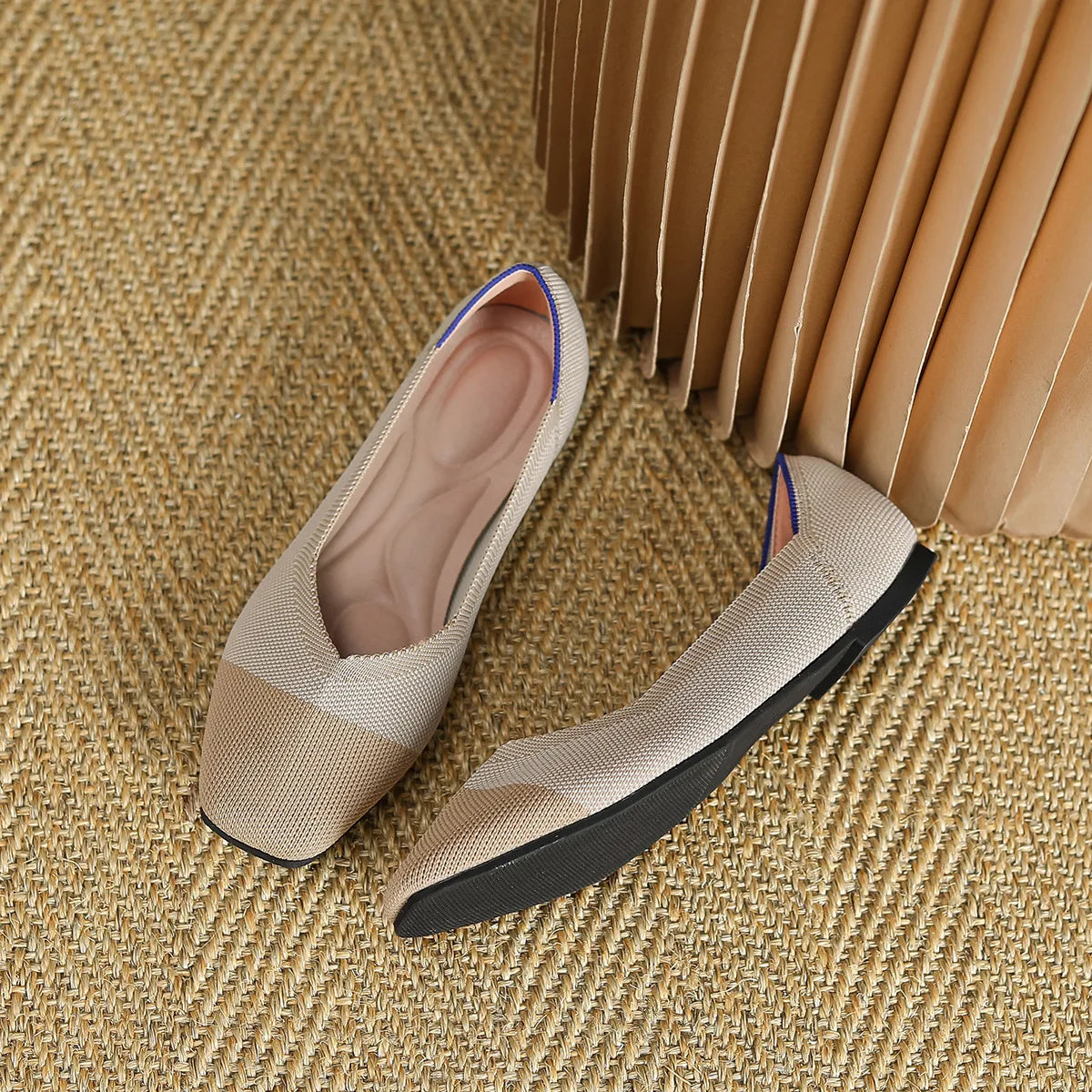 Mara - Square Toe Knit Flats