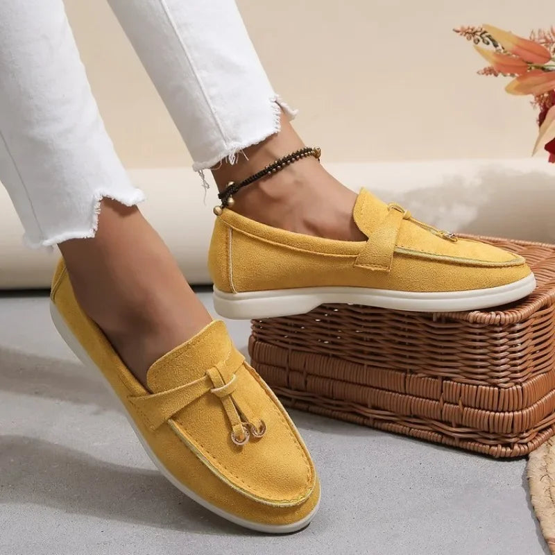 New Women Loafers Slip on Ladies Flats Brand Spring Autumn Casual Flat Shoes Leather Cashmere Single Shoes Plus Size 43