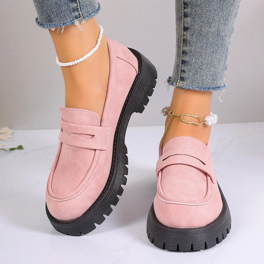 Mira - Platform Chunky Heel Loafers