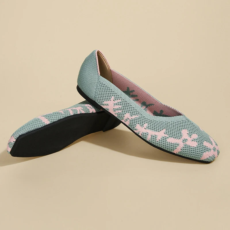 Mara - Square Toe Knit Flats