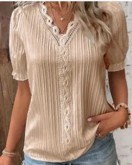 Solenne - Chic V-Neck Blouse