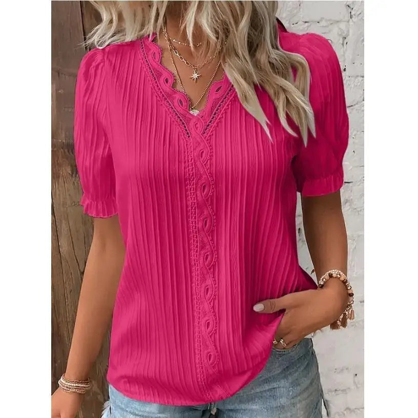 Solenne - Chic V-Neck Blouse