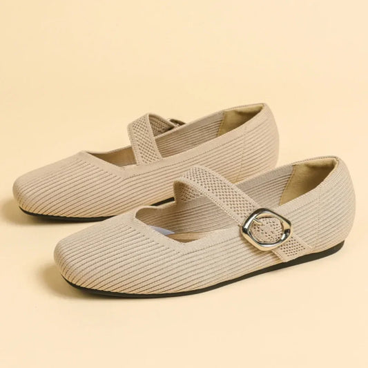 Lila - Square-Toe Knit Flats