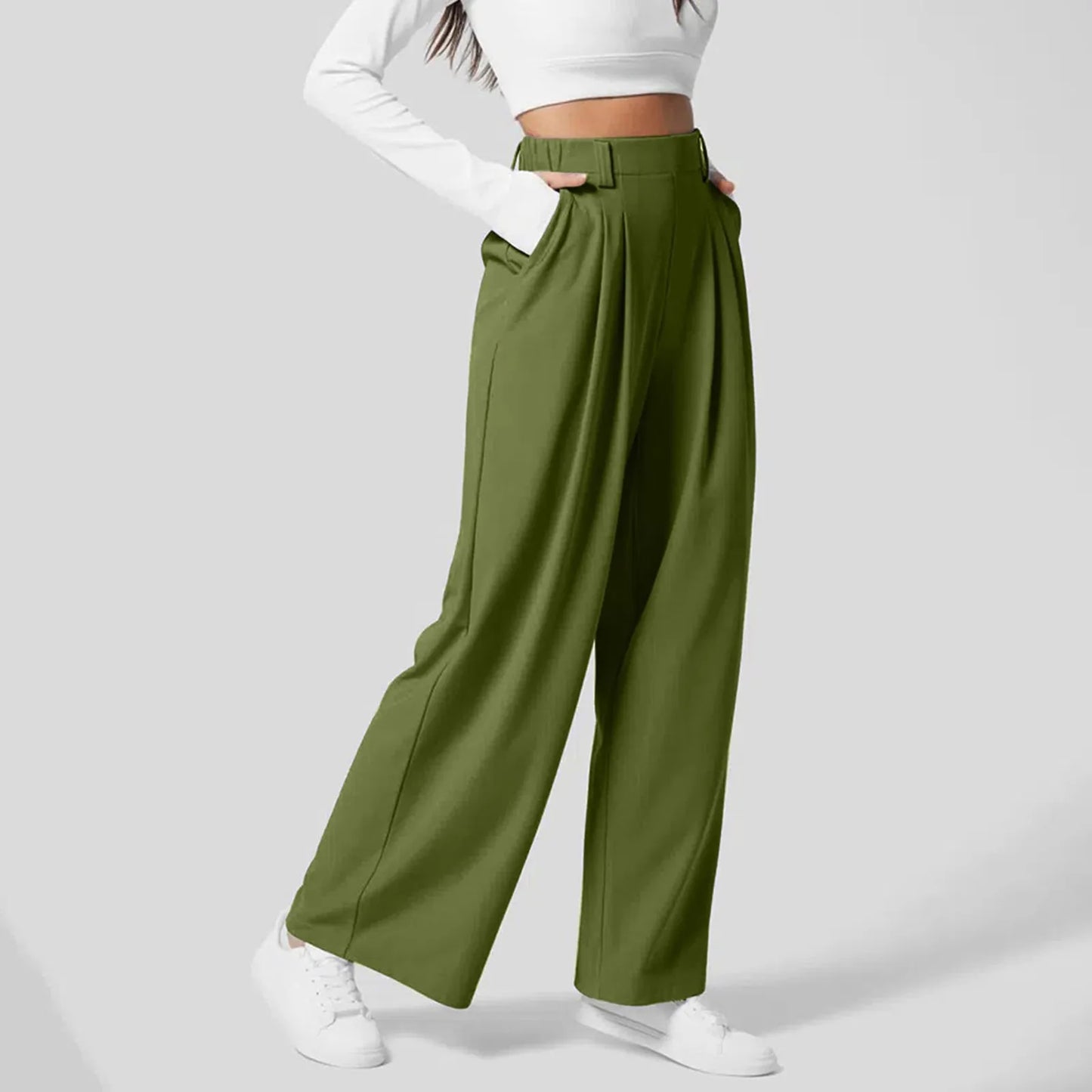 Serena Fit™ High Waist Pocket Waffle Casual-Work Pants