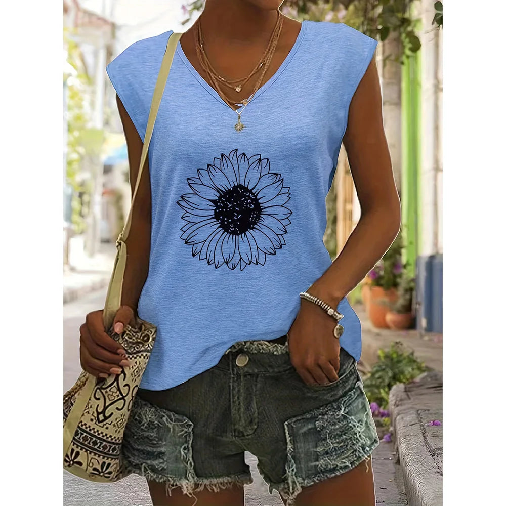 Viola - Floral V-Neck Tank Top