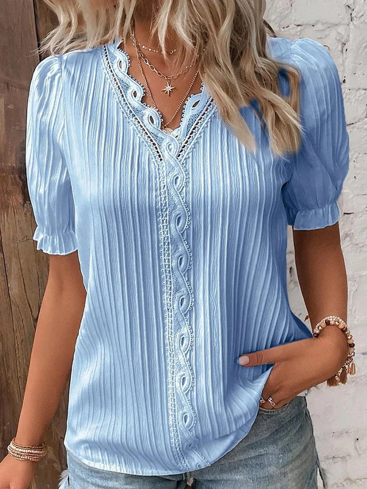 Solenne - Chic V-Neck Blouse