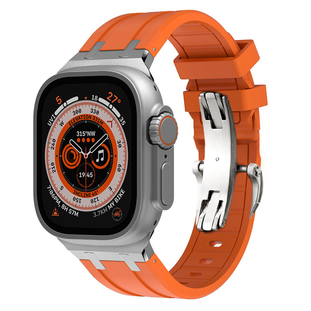 NEW AP Thick Silicone Band With Titanium Adapter For Apple Watch